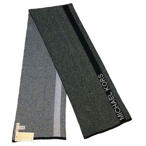 🆕 MICHAEL KORS Black Silver Metallic Herringbone Scarf $52 Metallic Scarf